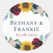 Botanische zonnebloempitten ronde sticker (Voorkant)