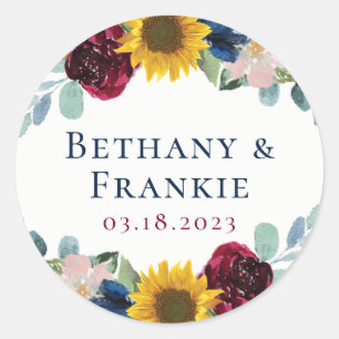 Botanische zonnebloempitten ronde sticker