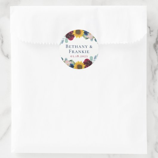 Botanische zonnebloempitten ronde sticker (Tas)