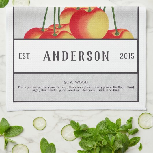 Botanische zure kers  theedoek (Gevouwen)