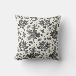 Botanische zwart wit eikenbladeren eikels kussen