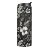 Botanische zwart-witte bloemen thermosbeker (Gedraaid links)