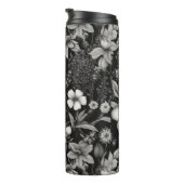 Botanische zwart-witte bloemen thermosbeker (Geroteerd rechts)