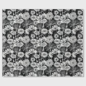 Botanische zwart witte madeliefjes Floral Art Patt Cadeaupapier (Vlak)
