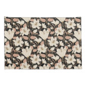 Botanische Zwarte Beige Lelie Bloemenpatroon Kussensloop (Achterkant-Rechts)