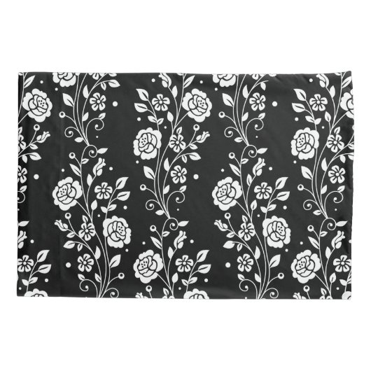 Botanische zwarte en witte flessenbloem kussensloop (Achterkant)