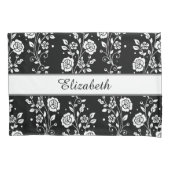 Botanische zwarte en witte flessenbloem kussensloop (Voorkant)