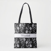Botanische zwarte en witte flessenbloem tote bag (Voorkant)
