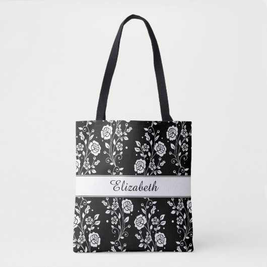 Botanische zwarte en witte flessenbloem tote bag (Voorkant)