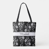 Botanische zwarte en witte flessenbloem tote bag (Achterkant)