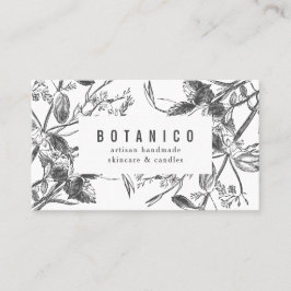 Botanische zwarte en witte Floral Simple Classy Visitekaartje