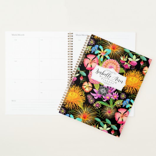 Botanische zwarte lentepaler planner (Display)