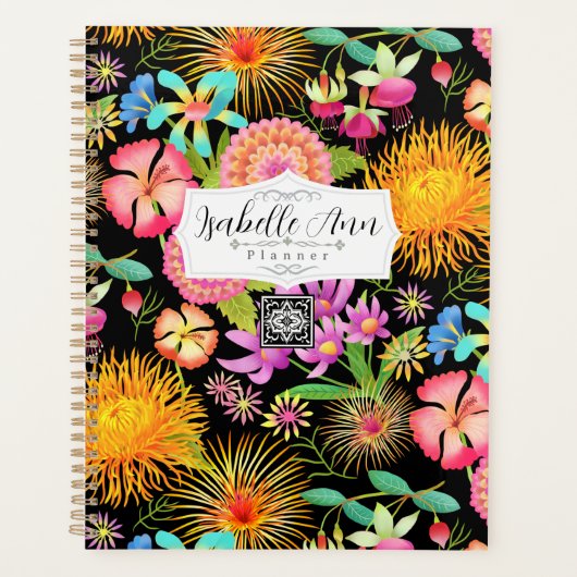 Botanische zwarte lentepaler planner (Voorkant)