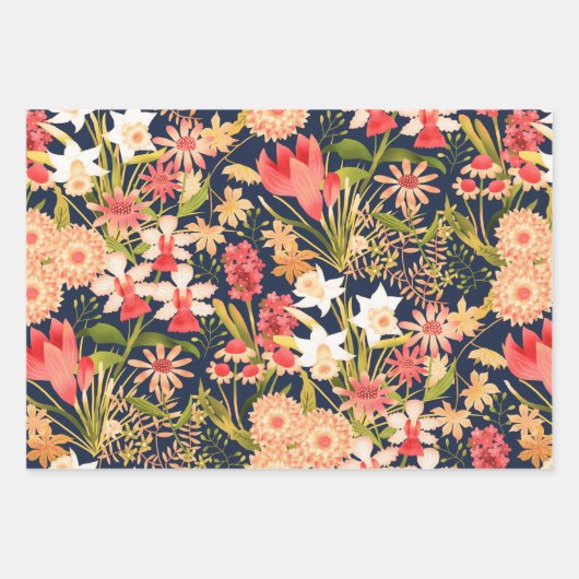 Botanische zwarte papierlade met vulling van 3 vel (Voorkant)