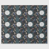 Botanische Zwarte Trouw Pauw & Bloemen Cadeaupapier (Vlak)