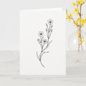 Botanische Zwarte Witte Kaart (Gele Bloem)