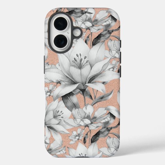 Botanische zwarte witte roos gouden glitter bloeme Case-Mate iPhone case (Achterkant)