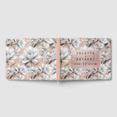 Botanische zwarte witte roos gouden glitter bloeme gastenboek (Volledig)