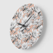 Botanische zwarte witte roos gouden glitter bloeme grote klok (Hoek)