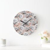 Botanische zwarte witte roos gouden glitter bloeme grote klok (Huis)