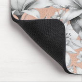 Botanische zwarte witte roos gouden glitter bloeme muismat (Hoek)