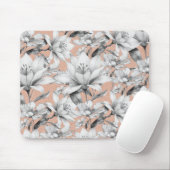 Botanische zwarte witte roos gouden glitter bloeme muismat (Met muis)