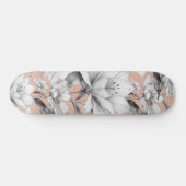 Botanische zwarte witte roos gouden glitter bloeme persoonlijk skateboard (Horizontaal)