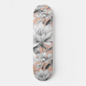 Botanische zwarte witte roos gouden glitter bloeme persoonlijk skateboard (Voorkant)