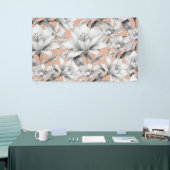 Botanische zwarte witte roos gouden glitter bloeme spandoek (Beurs)