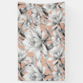 Botanische zwarte witte roos gouden glitter bloeme spandoek (Verticaal)