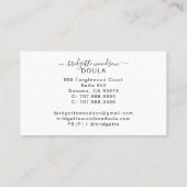 Botanische zwarte witte scriptnaam Binnenontwerp Visitekaartje (Achterkant)