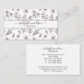 Botanische zwarte witte scriptnaam Binnenontwerp Visitekaartje (Voorkant / Achterkant)