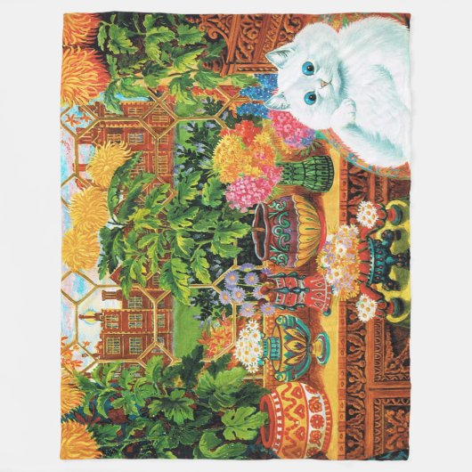 Botanist Cat, Louis Wain Fleece Deken (Voorkant)