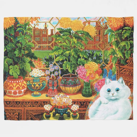 Botanist Cat, Louis Wain Fleece Deken (Voorkant (Horizontaal))