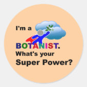 Botanist Superhero humor Ronde Sticker (Voorkant)
