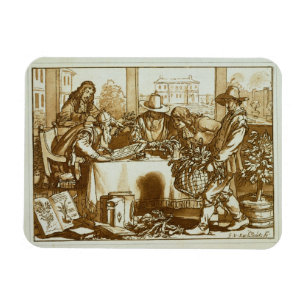 Botanisten die planten onderzoeken (litho) magneet