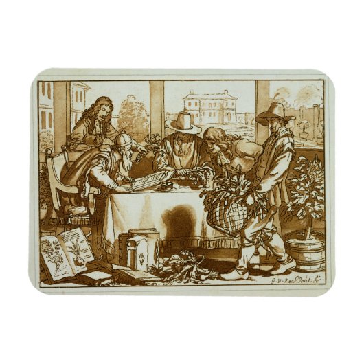 Botanisten die planten onderzoeken (litho) magneet (Horizontaal)