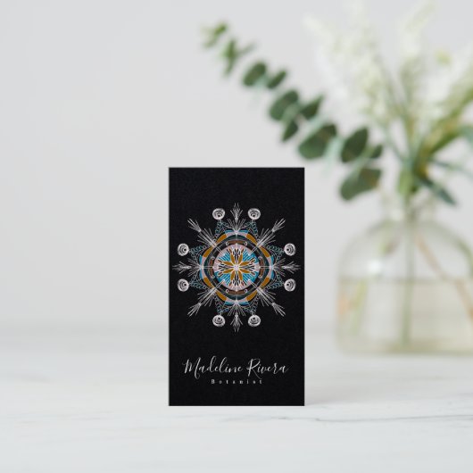 Botany Florist Yoga Boho Mandala Visitekaartje (Staand voorkant)