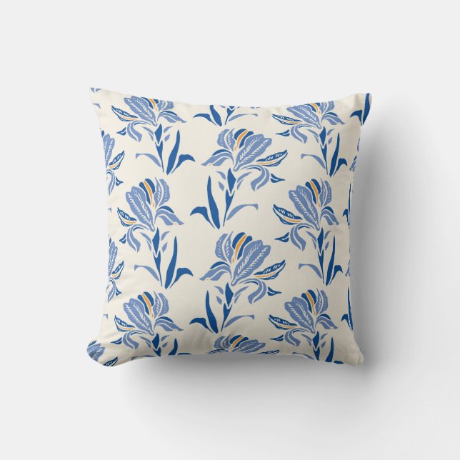 Botany Geometric Baroque Iris Flower Pattern. Seam Kussen (Voorkant)