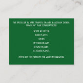 Botany Green Plant Nursery Tropische Planten Visitekaartje (Achterkant)