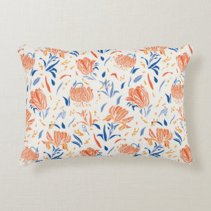 Botany linocut barok: bloemennaadloze achtergrond accent kussen