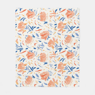 Botany linocut barok: bloemennaadloze achtergrond fleece deken