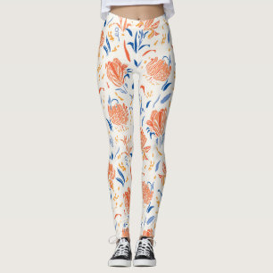Botany linocut barok: bloemennaadloze achtergrond leggings