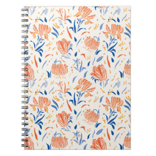 Botany linocut barok: bloemennaadloze achtergrond notitieboek