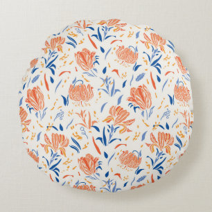 Botany linocut barok: bloemennaadloze achtergrond rond kussen