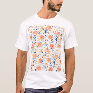 Botany linocut barok: bloemennaadloze achtergrond t-shirt