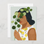 Botany Portret - Vrouw met Greenery Briefkaart (Voorkant / Achterkant)