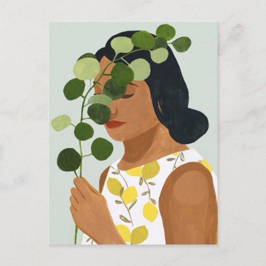 Botany Portret - Vrouw met Greenery Briefkaart (Voorkant)