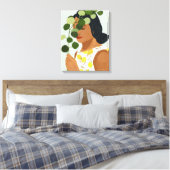 Botany Portret - Vrouw met Greenery Canvas Afdruk (Insitu (Slaapkamer))
