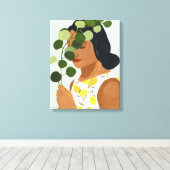 Botany Portret - Vrouw met Greenery Canvas Afdruk (Insitu (Houten vloer))